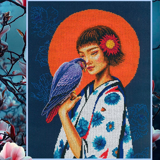 Kit de point de croix compté « Fille, oiseau, liberté » – RTO M1072