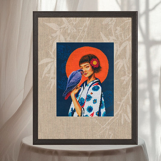 Kit de point de croix compté « Fille, oiseau, liberté » – RTO M1072