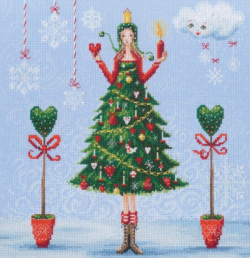 Kit de point de croix « Dame en robe verte » M1007