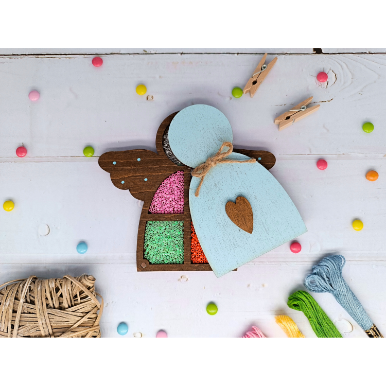 Boîte à perles en bois Ange Bleu KF027/100B
