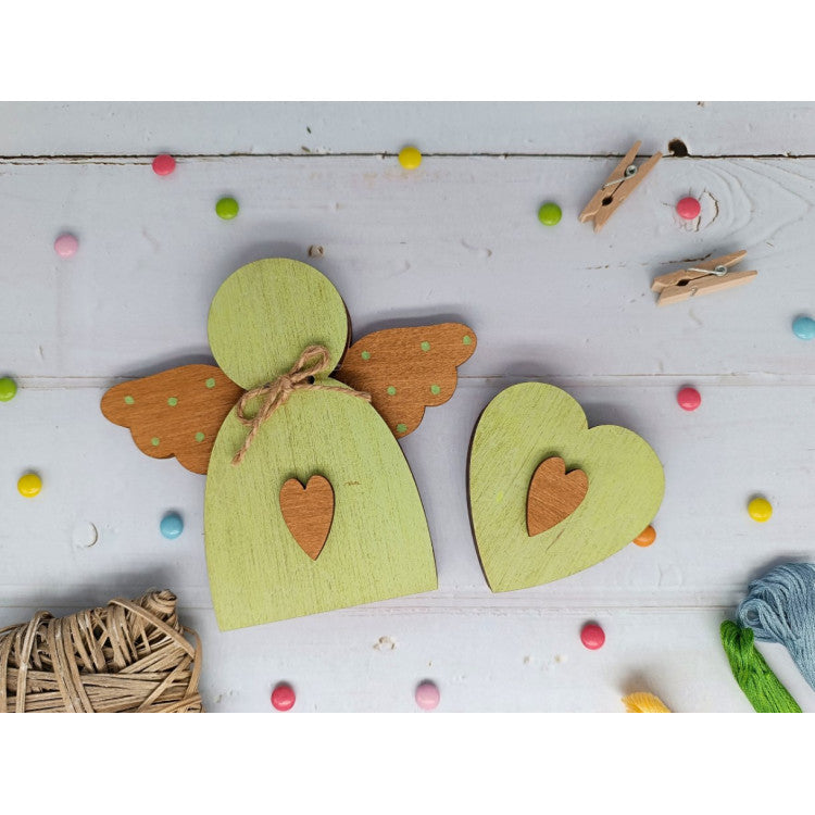 Caja de Madera para Abalorios "Ángel Verde" KF027/100G