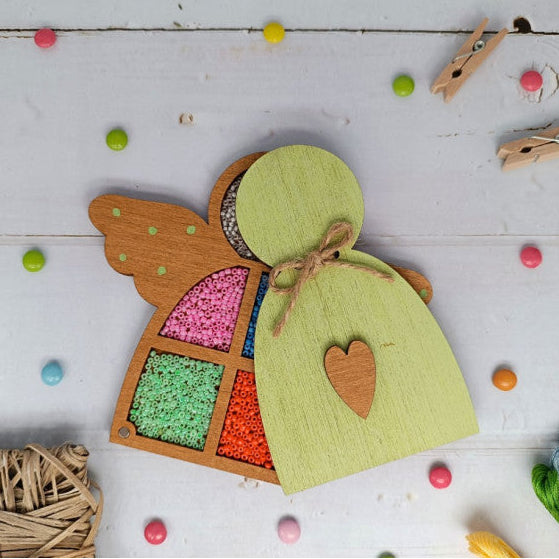 Caja de Madera para Abalorios "Ángel Verde" KF027/100G