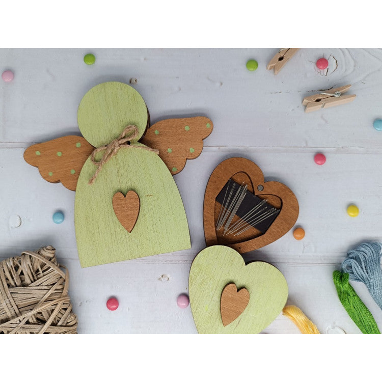 Boîte à perles en bois "Ange Vert" KF027/100G