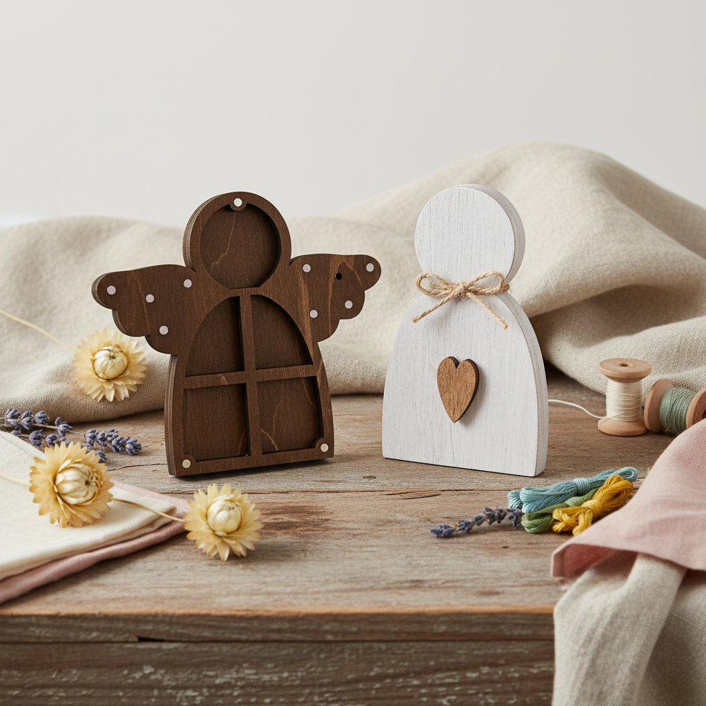 Organizador de Abalorios Angelical de Madera - Artesanía Wizardi KF027/100P