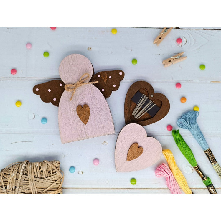 Organizador de Abalorios Angelical de Madera - Artesanía Wizardi KF027/100P