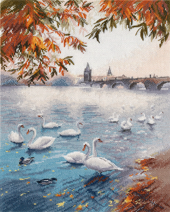Oven Cross Stitch Kit - "Autumn Riverbank" (1647)