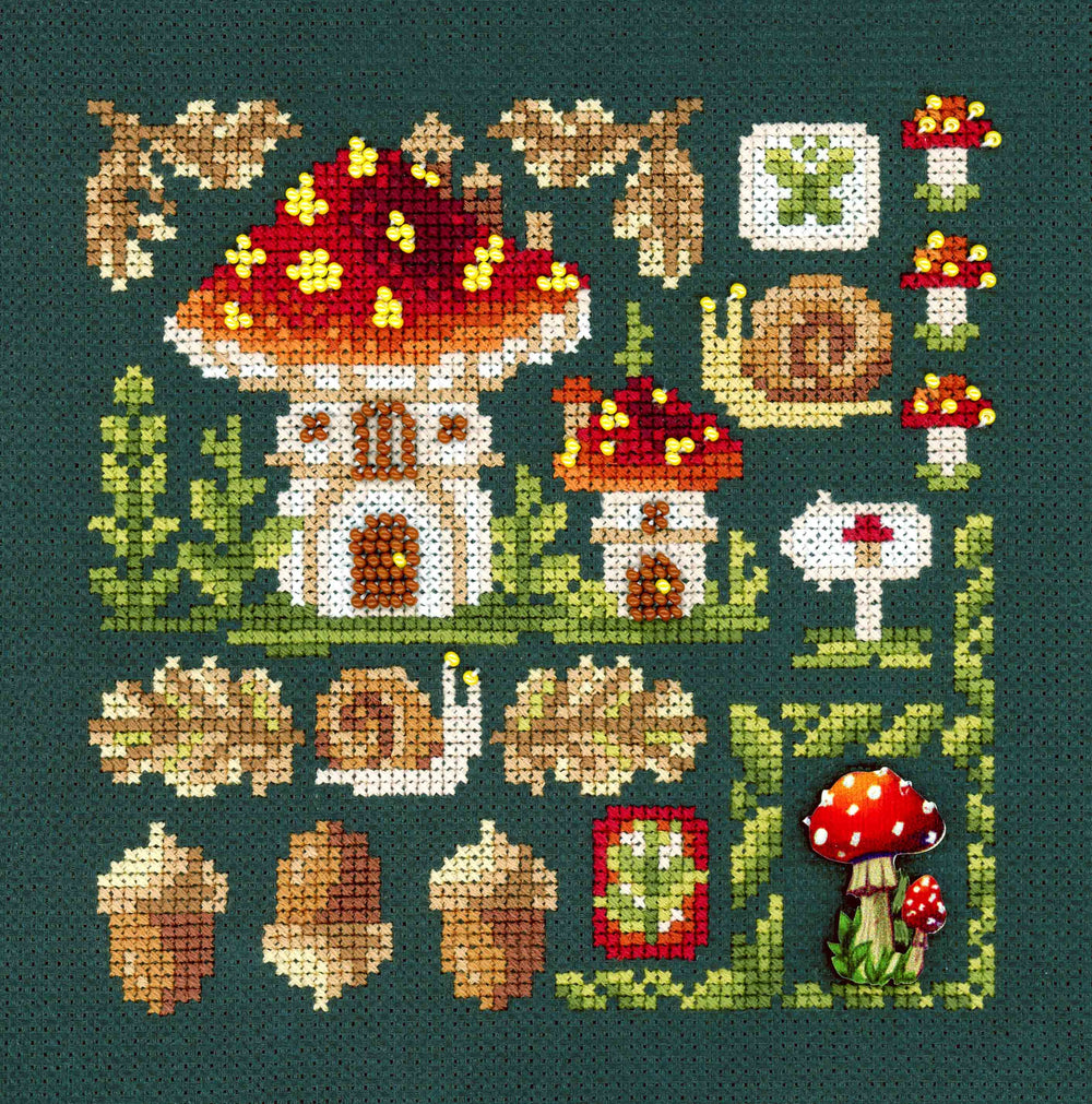 Kit de point de croix « Mini Sampler. Maison d’Amanita » SNV-944