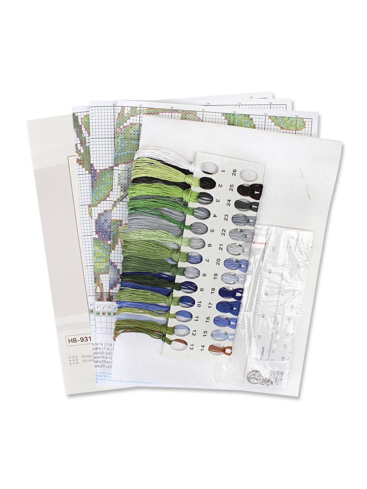 Cross Stitch Kit "Bilberry" MP Studia SNV-931 - Wild botanical blueberries 28x20 cm Aida 16 ct