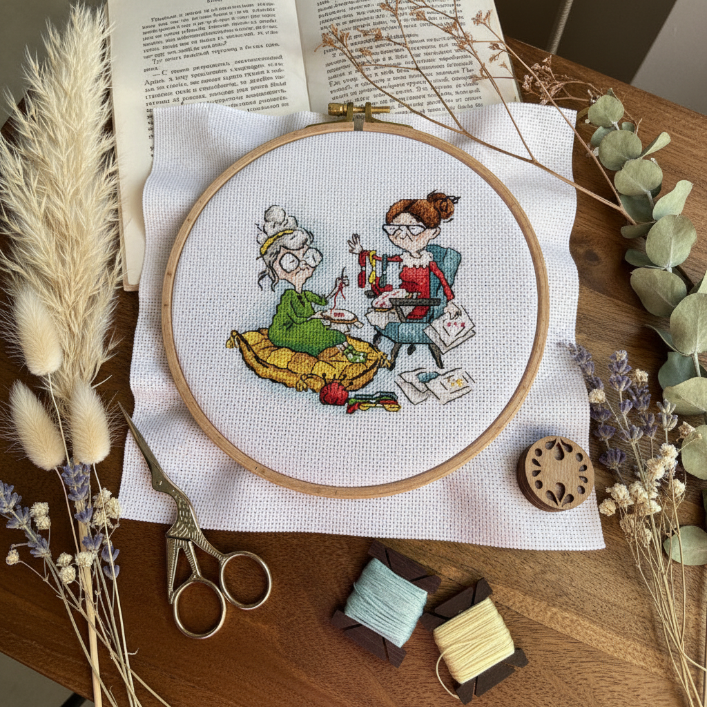 Andriana Cross Stitch Kit - "Embroiderer Grandmothers" (SANB-23)