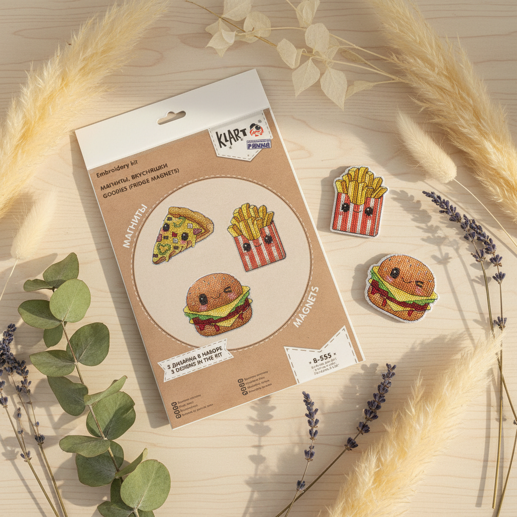 Cross Stitch Kit "Goodies" (Fridge Magnets) - KLART KL8-555