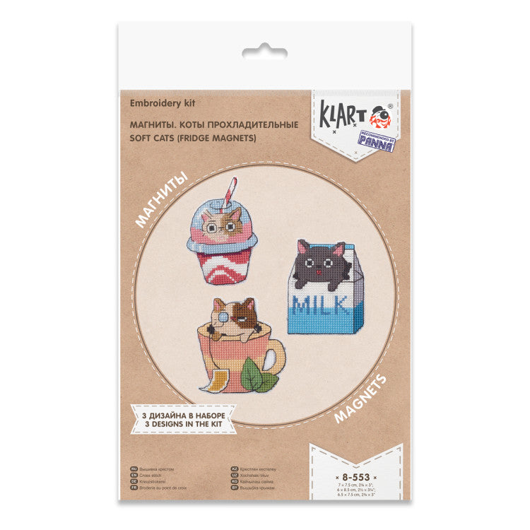 Cross Stitch Kit "Soft Cats" (Fridge Magnets) - KLART KL8-553