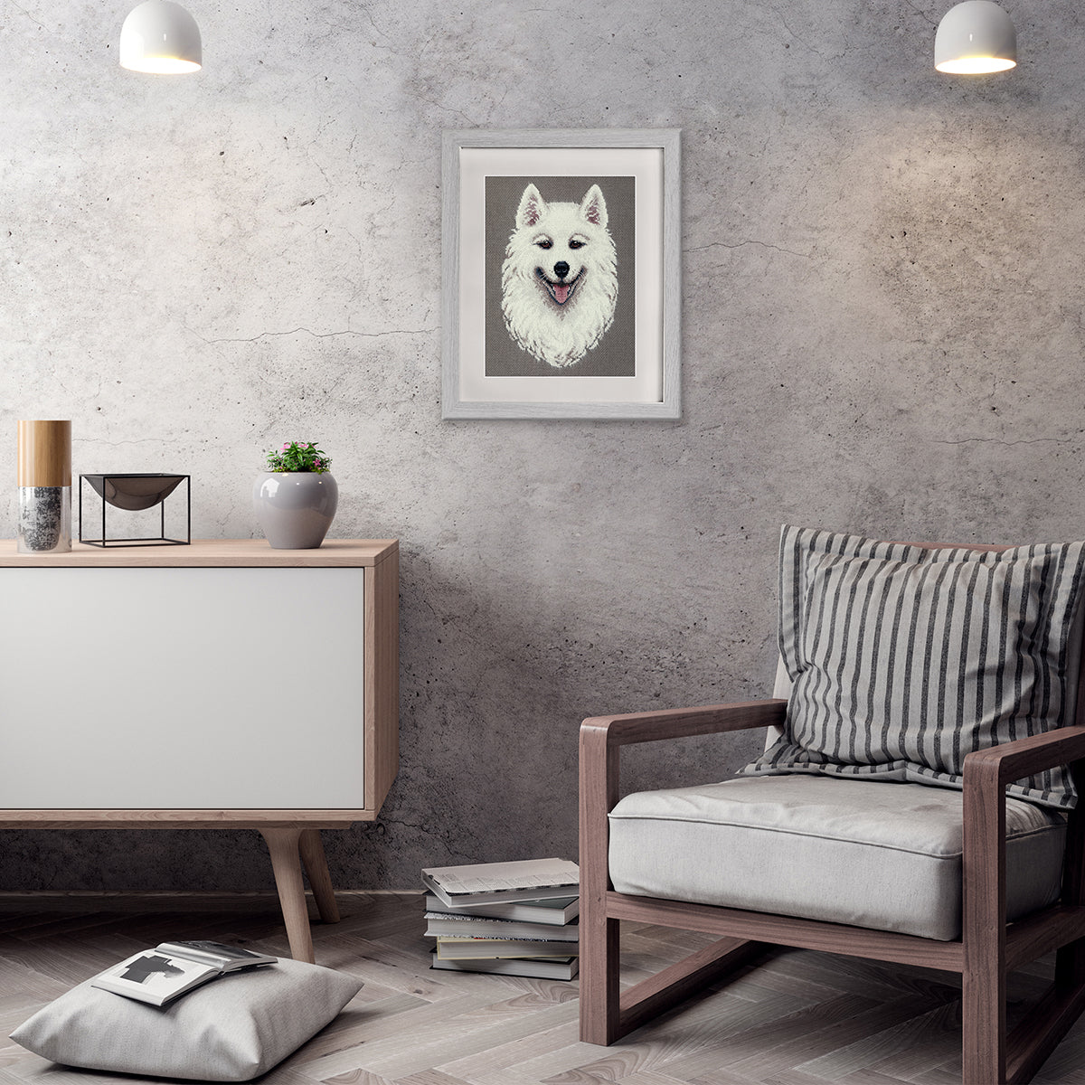 Kit de broderie au point de croix PANNA « Samoyède » PJ-7305 – Broderie chien