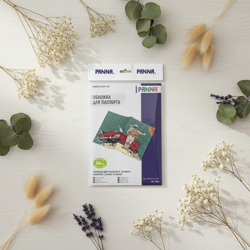 Kit de punto de cruz PANNA “Funda para pasaporte. To Mars” POP-7394