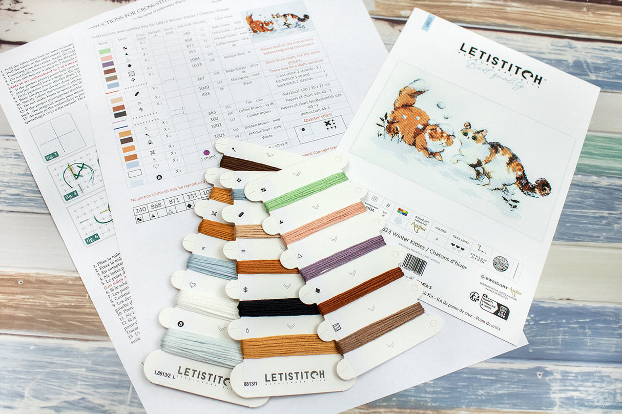 Kit au point de croix "Chatons d'hiver" - LETISTITCH L8813