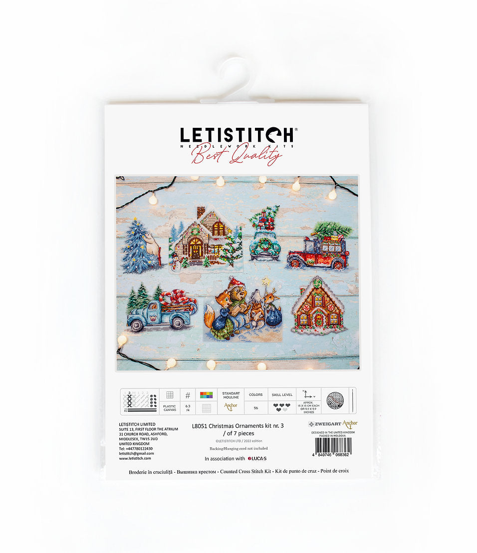 7 décorations de Noël - L8051 LETISCTITH - Kit de point de croix