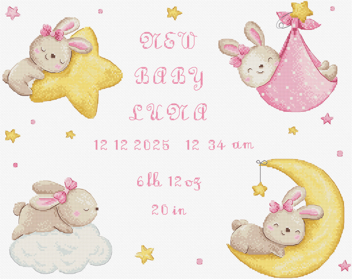 L9943 Baby Girl Record - Letistitch | Kit de punto de cruz