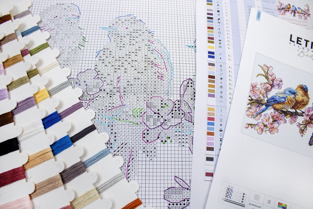 Cross Stitch Kit 'Spring in Bloom' L8090 with Birds and Flowers - Letistitch