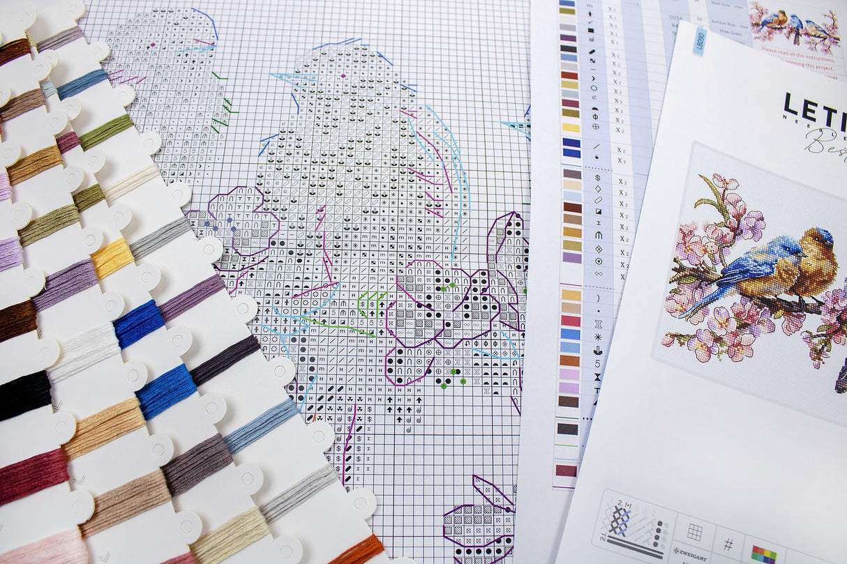 Cross Stitch Kit 'Spring in Bloom' L8090 with Birds and Flowers - Letistitch
