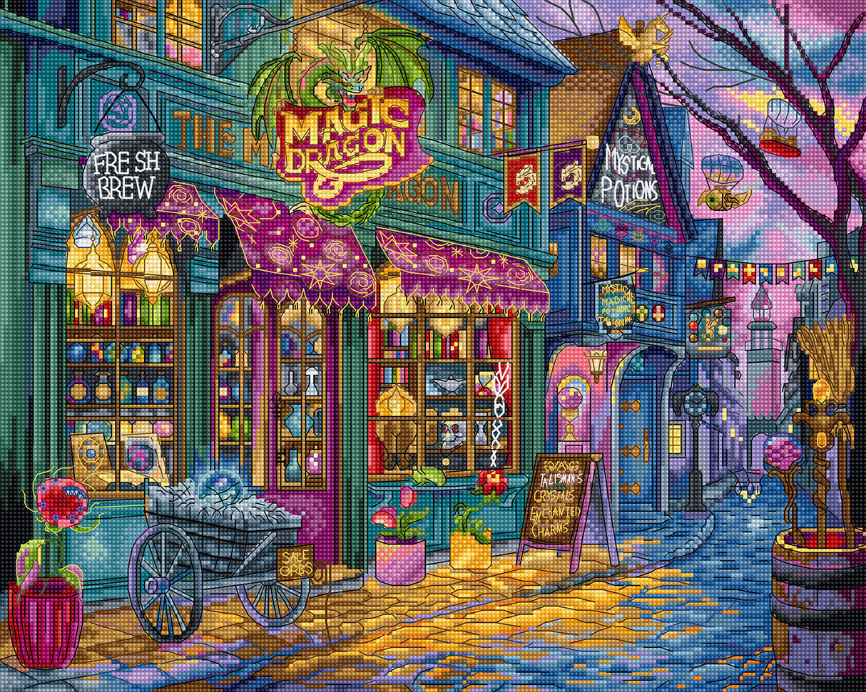 Kit de Punto de Cruz Letistitch - L9914 "The Magic Dragon Shop"