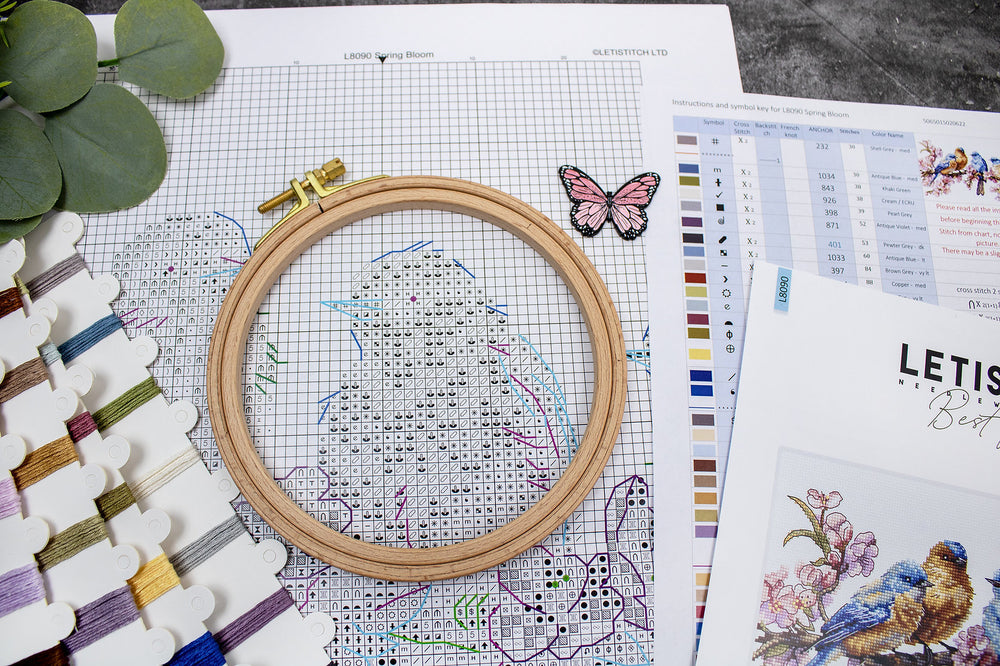 Cross Stitch Kit 'Spring in Bloom' L8090 with Birds and Flowers - Letistitch