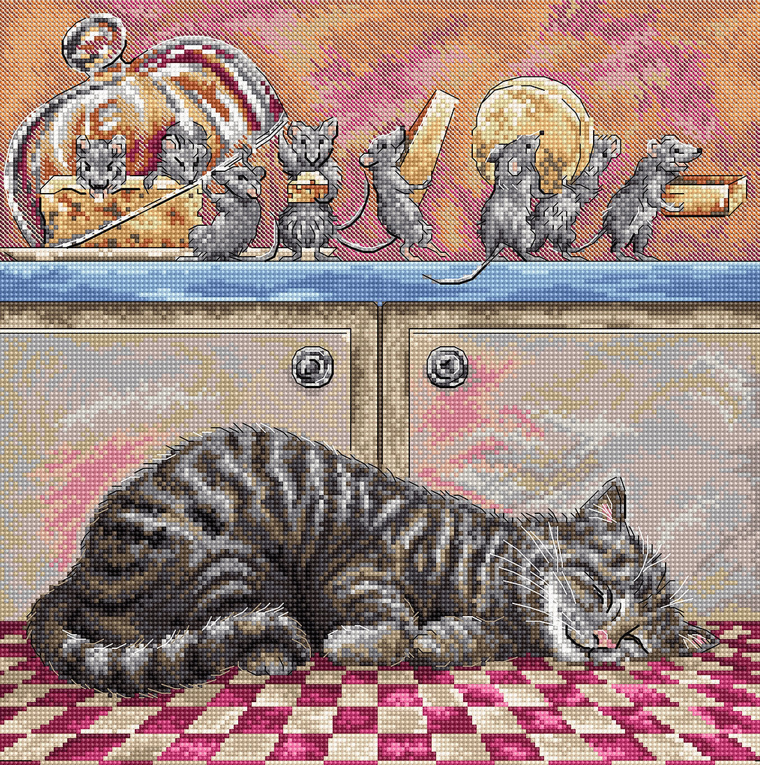Kit de Punto de Cruz "Cuando el Gato Duerme" - LETISTITCH L8072