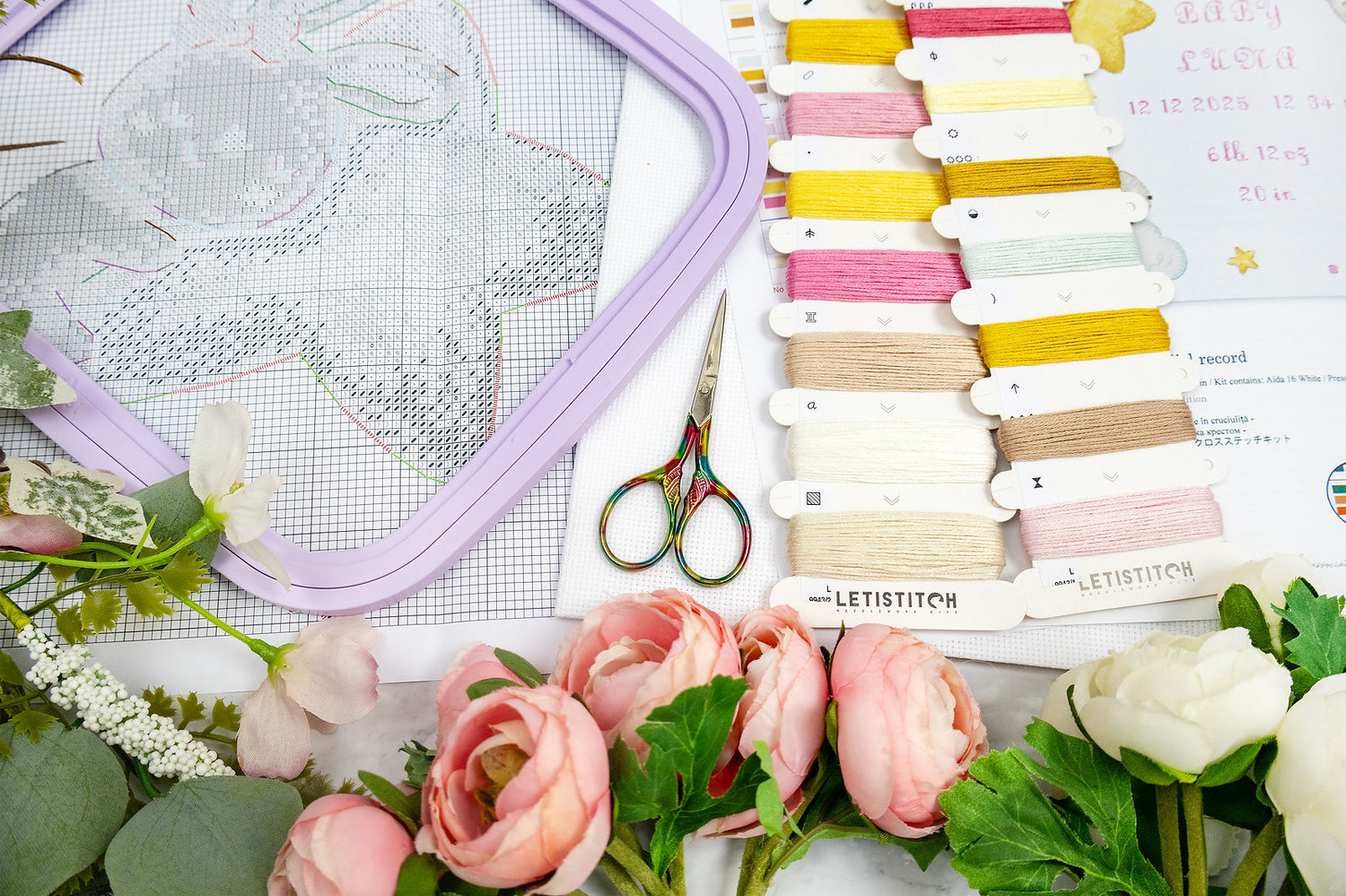 L9943 Baby Girl Record - Letistitch | Kit de punto de cruz