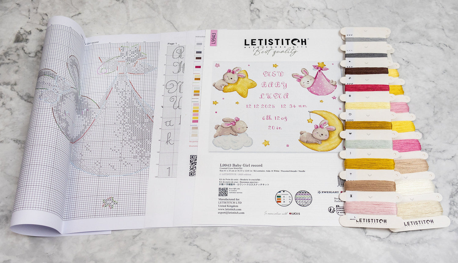 L9943 Baby Girl Record - Letistitch | Kit de punto de cruz