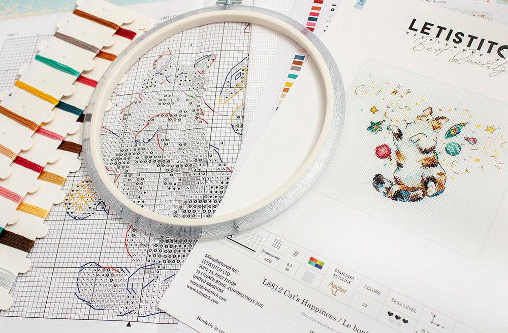 Kit au point de croix "Le bonheur du chat" - LETISTITCH L8812