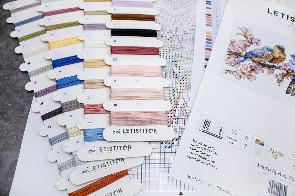 Cross Stitch Kit 'Spring in Bloom' L8090 with Birds and Flowers - Letistitch