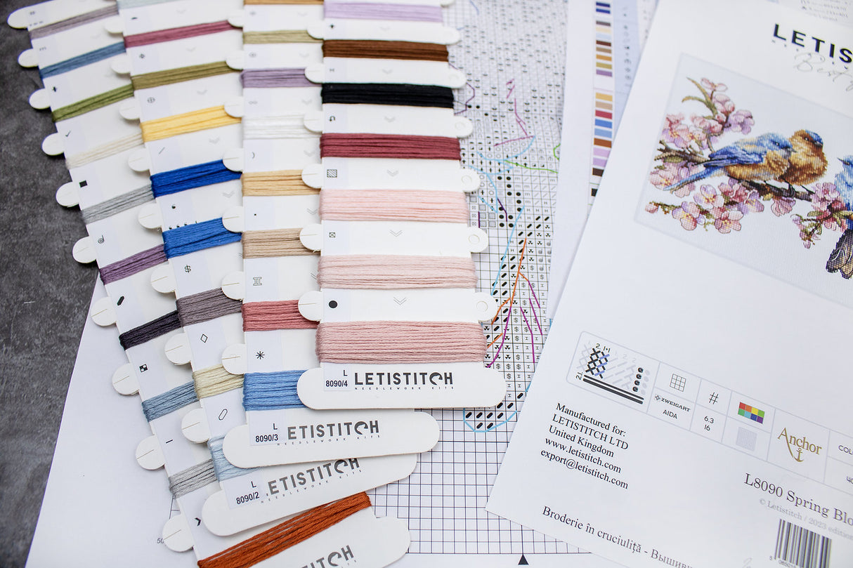 Cross Stitch Kit 'Spring in Bloom' L8090 with Birds and Flowers - Letistitch