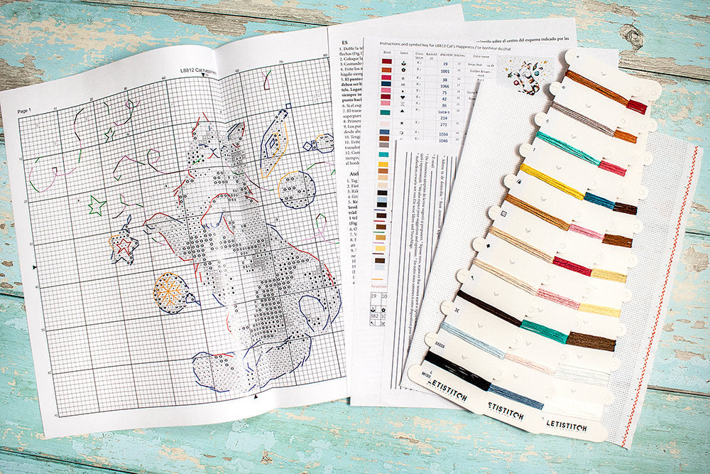 Kit au point de croix "Le bonheur du chat" - LETISTITCH L8812