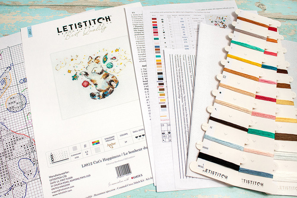 Kit au point de croix "Le bonheur du chat" - LETISTITCH L8812