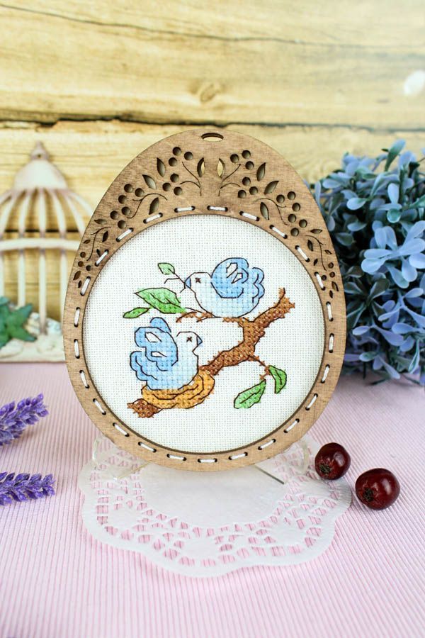 Cross Stitch Embroidery on Wooden Base "Miniature. Spring Composition" SO-103 by MP Studia