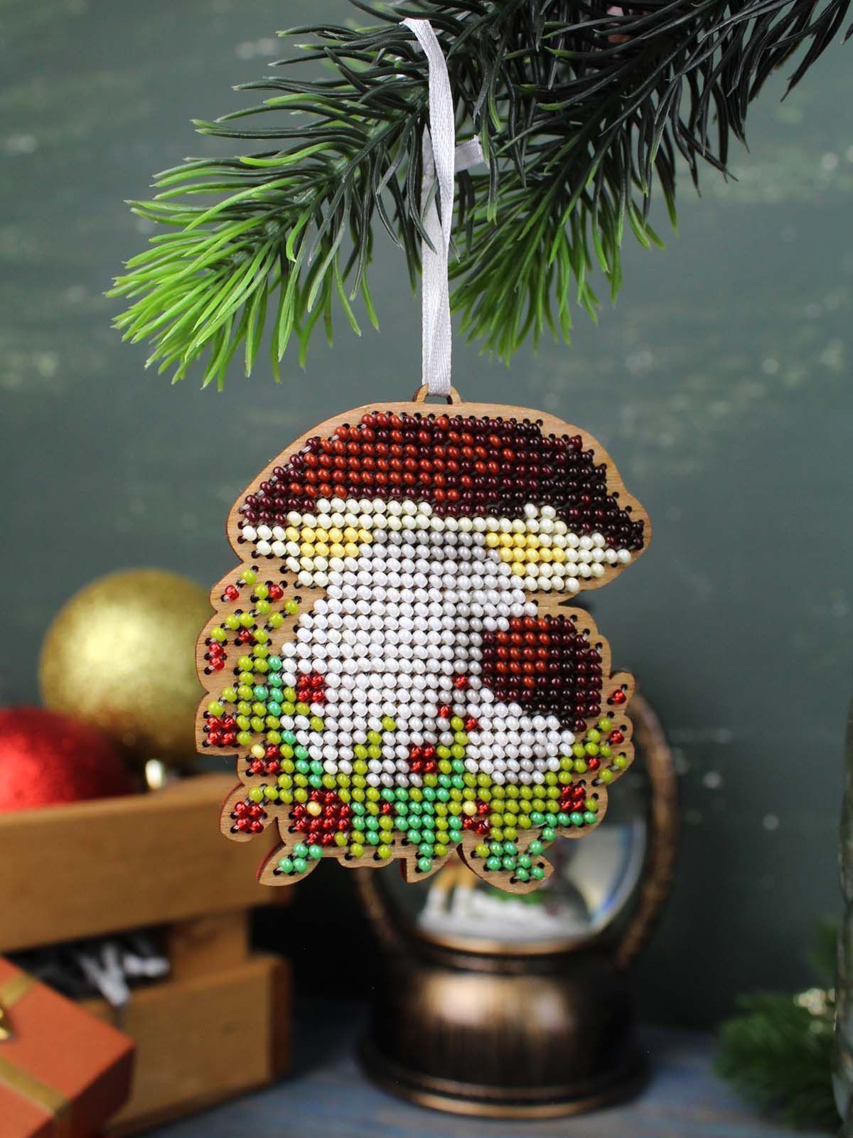 Kit de Bordado con Abalorios sobre Madera “Porcini Mushroom” MP Studia SO-149 – Decoración Navidad 8×7 cm