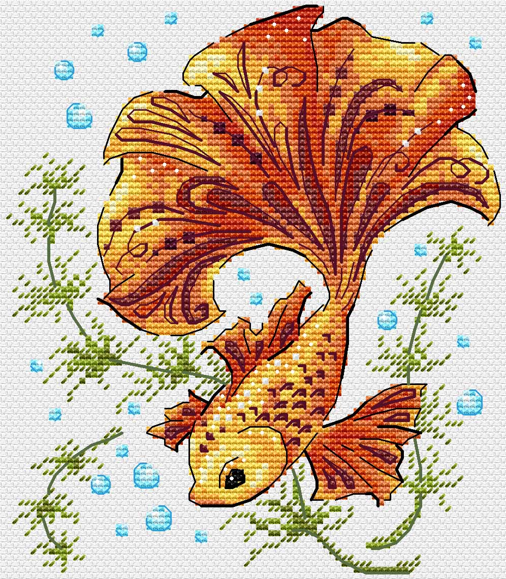 Kit de broderie au point de croix « Poisson magique » MP Studia SM-785 – Motif aquatique élégant