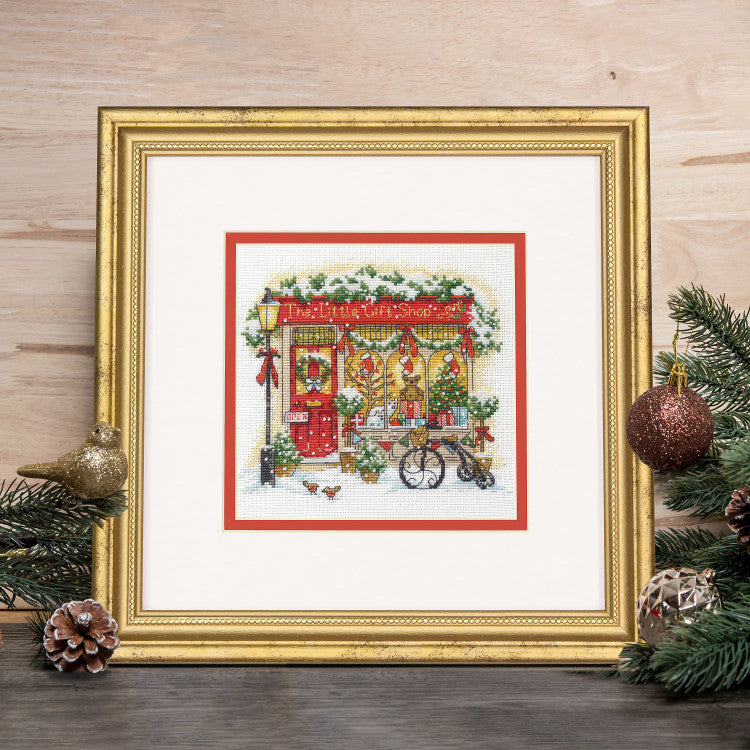 Kit de point de croix compté doré Petite : La petite boutique de cadeaux (D70-09623)