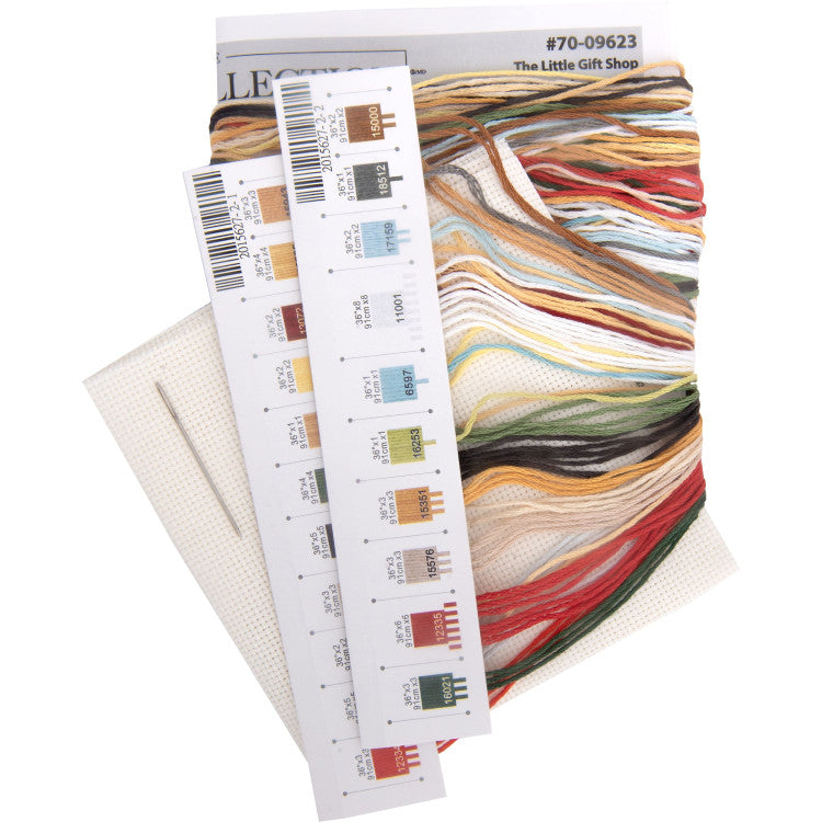 Kit de point de croix compté doré Petite : La petite boutique de cadeaux (D70-09623)