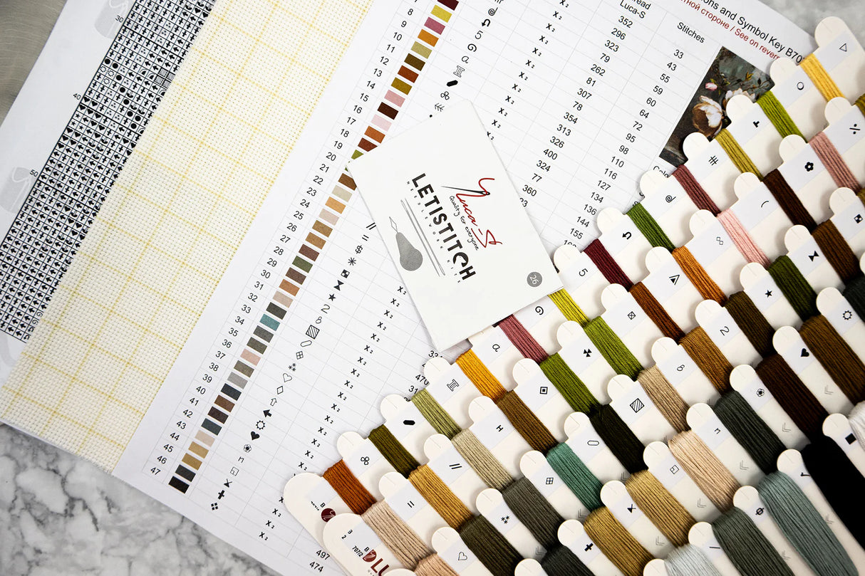 Hilos organizados del kit de punto de cruz Luca-S GOLD Las Misteriosas Magnolias B707