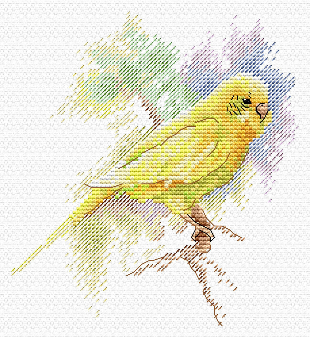 Kit de broderie au point de croix « Ami à plumes » de MP Studia SM-739 – Motif d'oiseau coloré