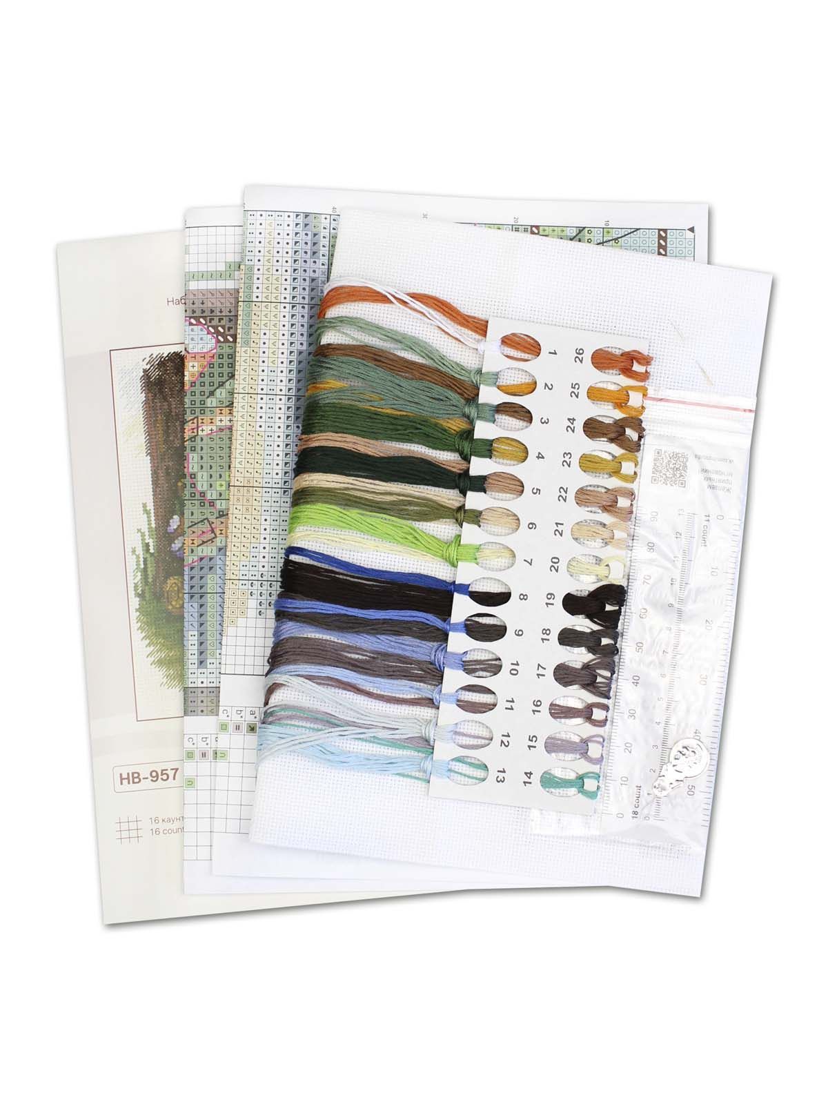 Kit de punto de cruz MP Studia SNV-957 Tourist Stop – Parada del Turista 16x16 cm