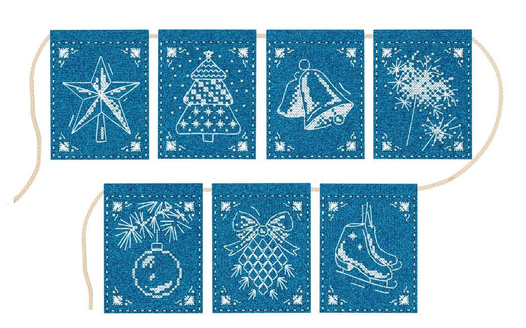 Kit de punto de cruz MP Studia ST-1001 – “Guirnalda Milagro de Encaje (7 banderines)”