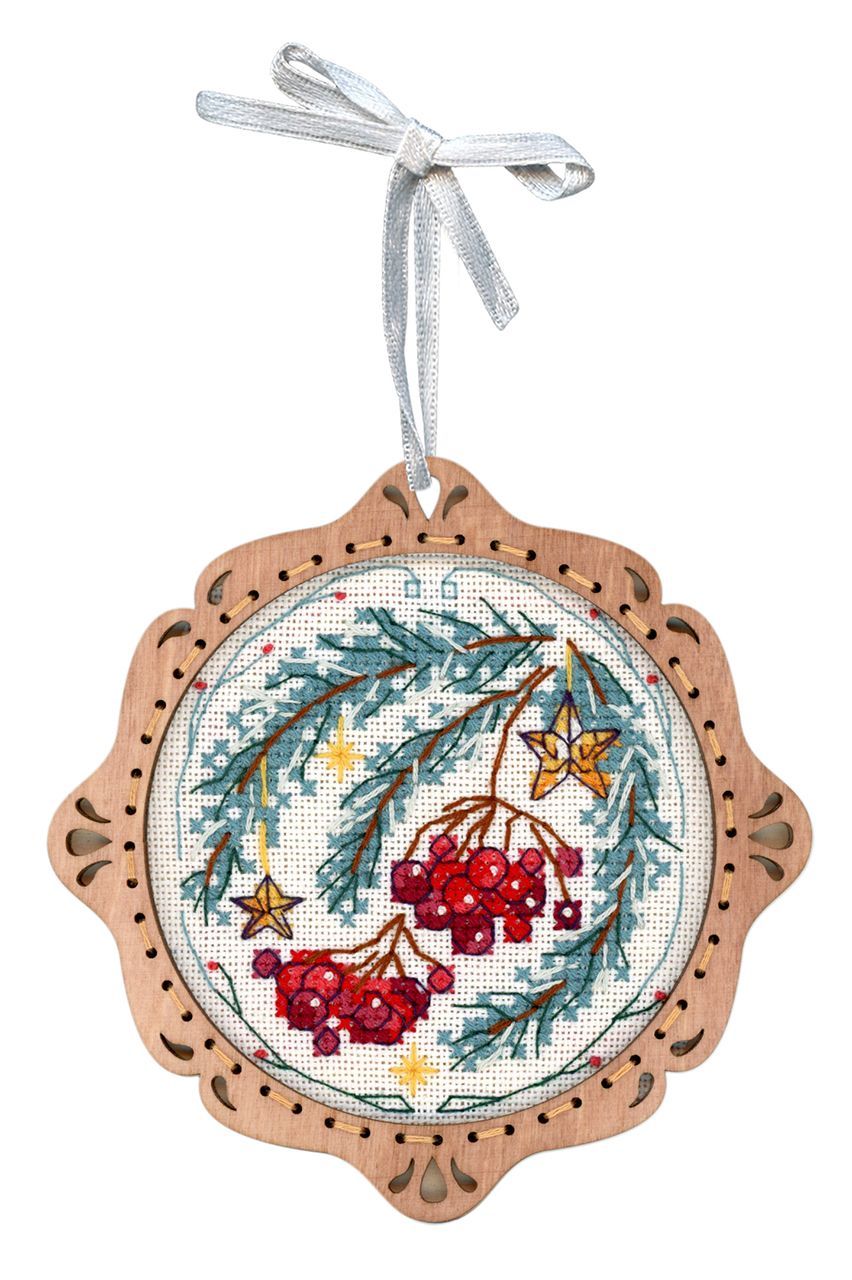 Broderie au point de croix sur socle en bois "Miniature. Cadeau d'hiver" SO-102 par MP Studia
