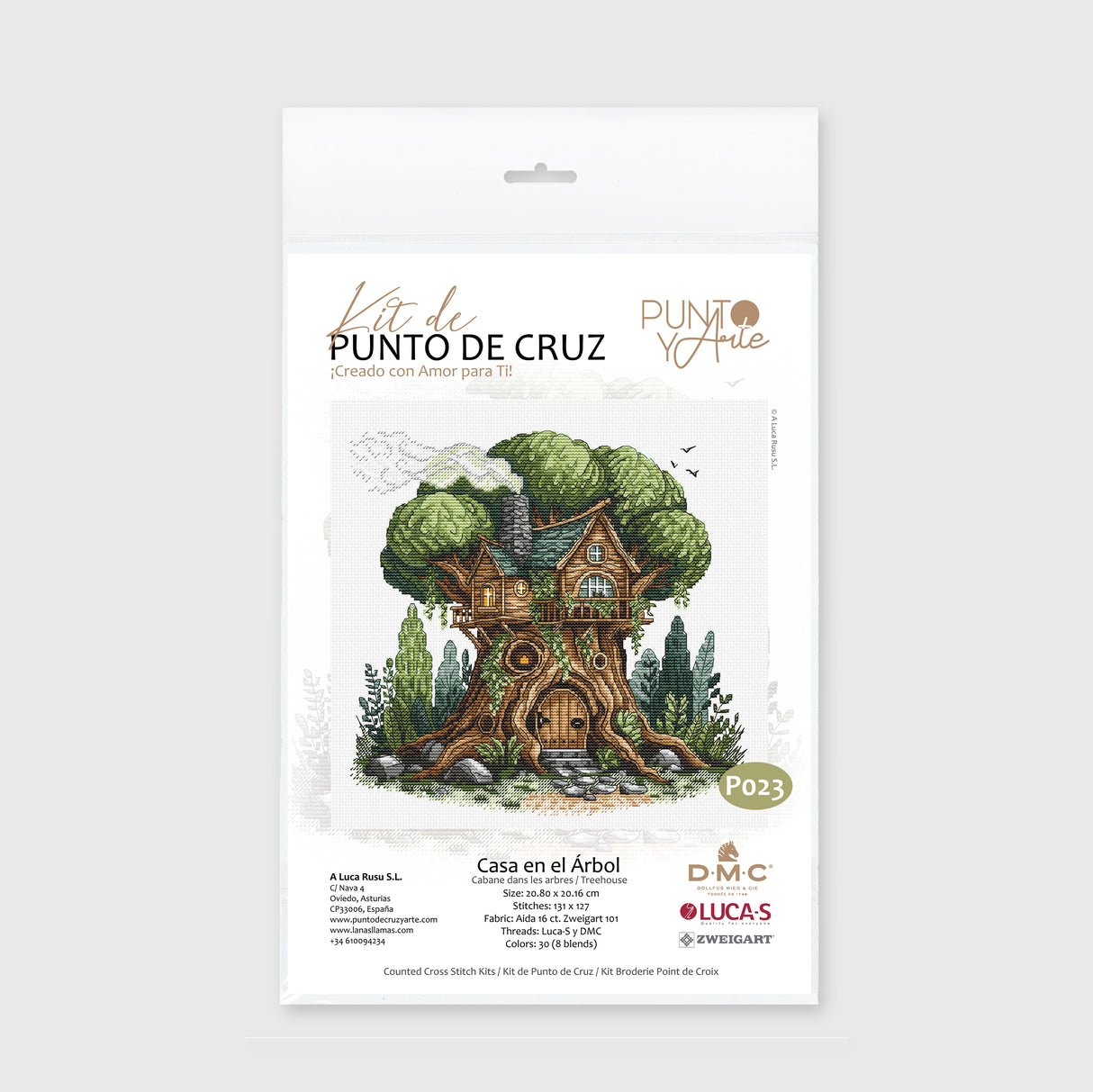 Kit de punto de cruz - "Casa en el Árbol" Punto y Arte, Artículo P023