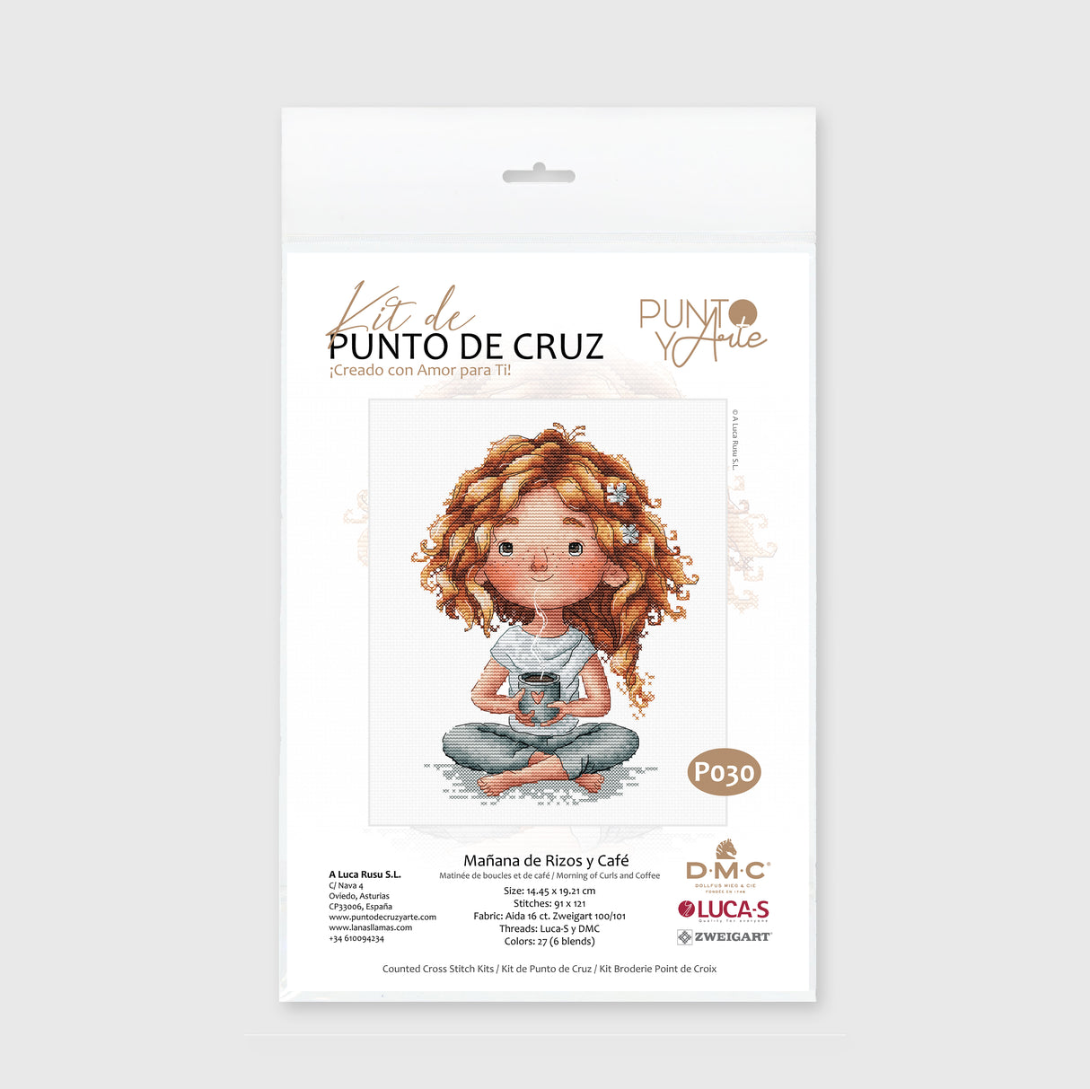 Kit de punto de cruz - Punto y Arte P030 - Mañana de Rizos y Café