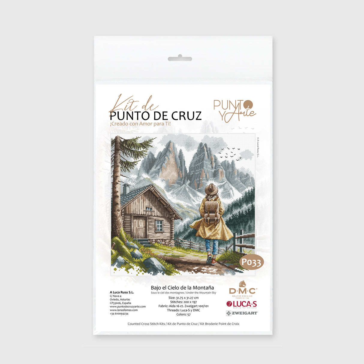 Kit de Punto de Cruz "Bajo el Cielo de la Montaña" P033 de Punto y Arte