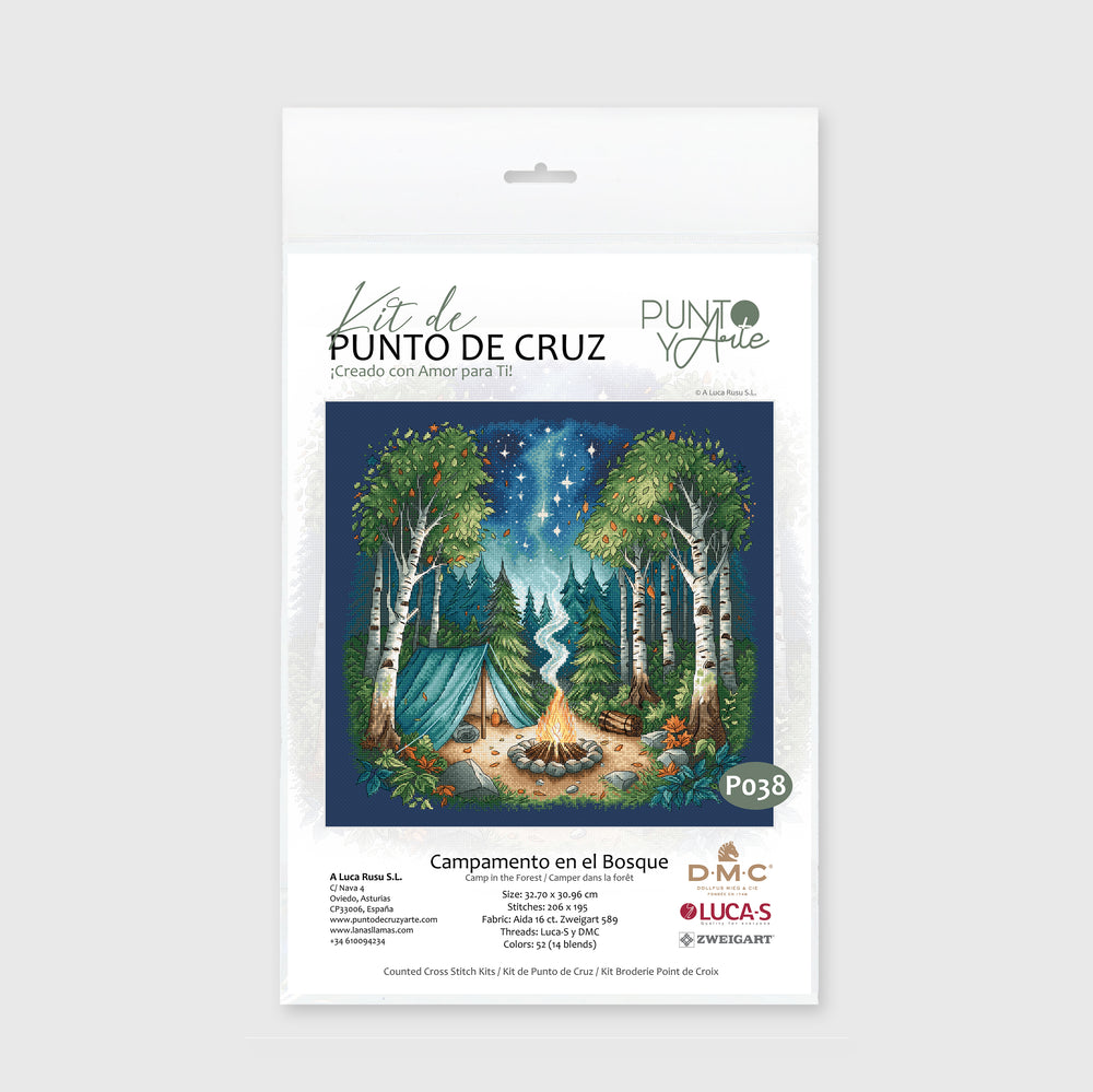 Kit de punto de cruz - Punto y Arte P038 - Campamento en el Bosque