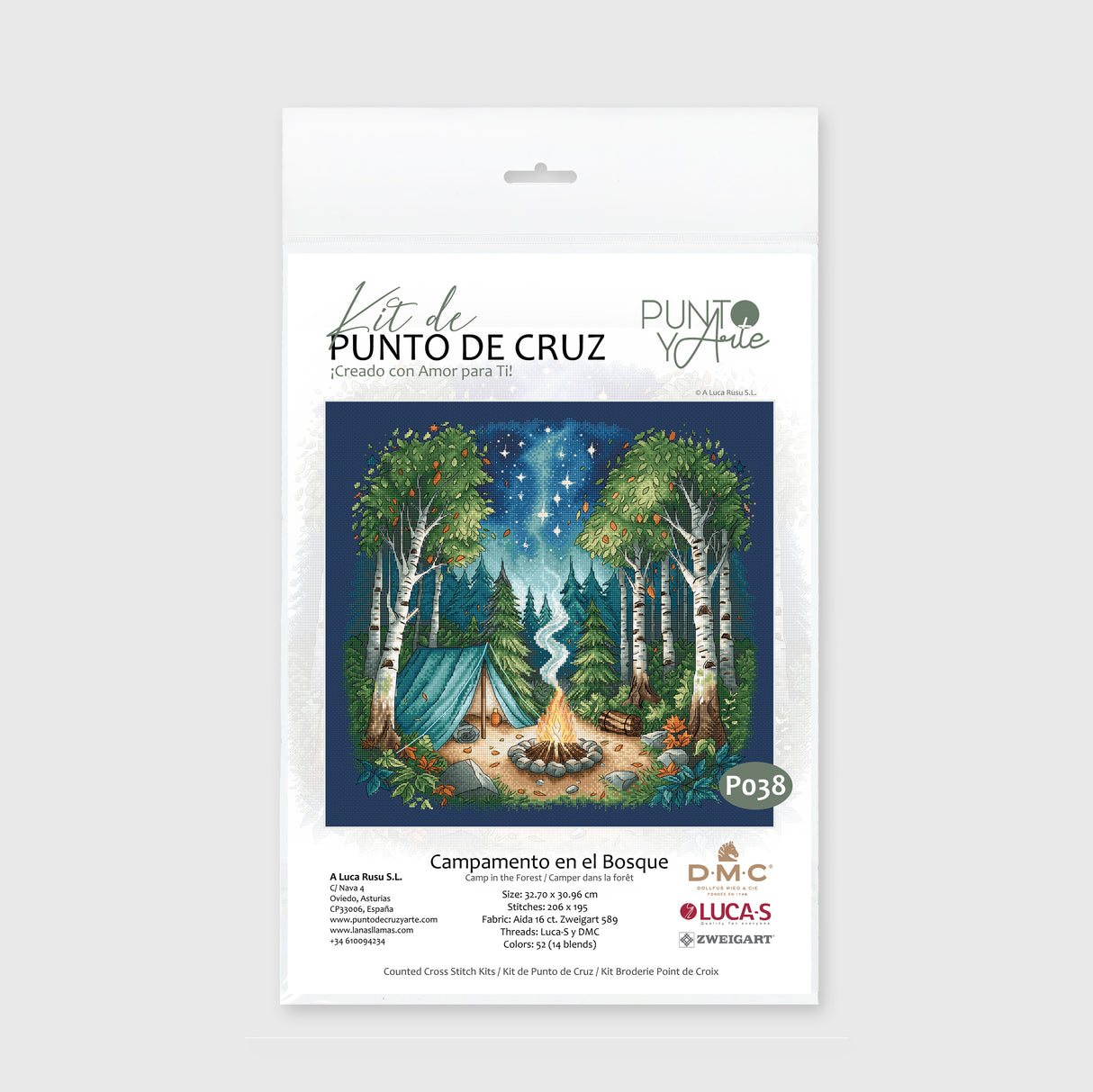 Kit de punto de cruz - Punto y Arte P038 - Campamento en el Bosque