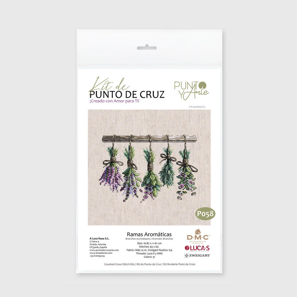 Kit de Punto de Cruz - P058 Punto y Arte - Ramas Aromáticas