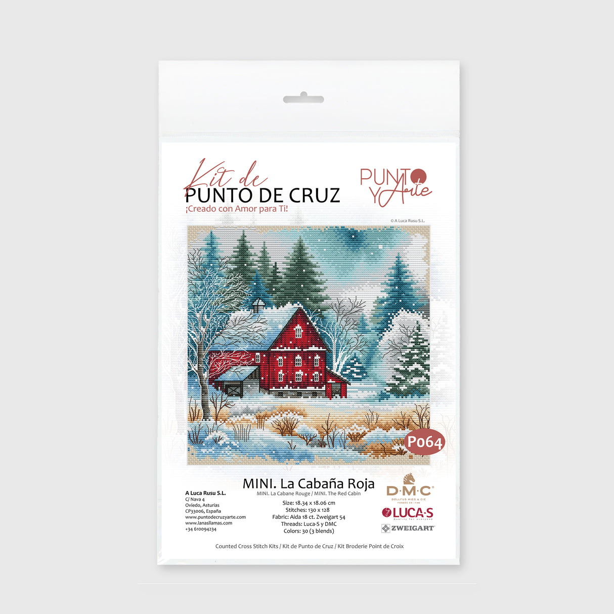 Kit de Punto de Cruz - Punto y Arte P064 - MINI. La Cabaña Roja