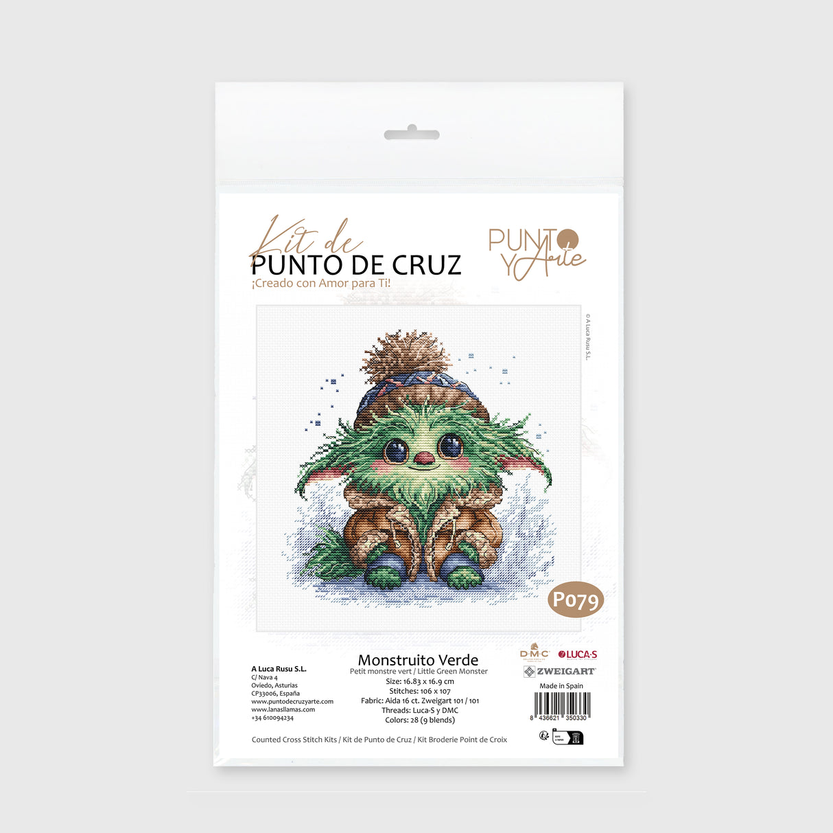 Kit de point de croix - P079 Punto y Arte - Petit Monstre Vert